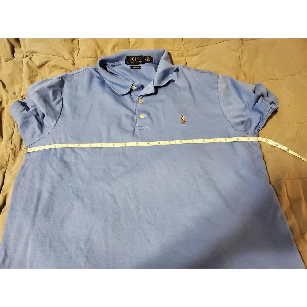Polo Ralph Lauren Mens Medium Blue Classic Fit Polo Shirt Pony Logo Short Sleeve